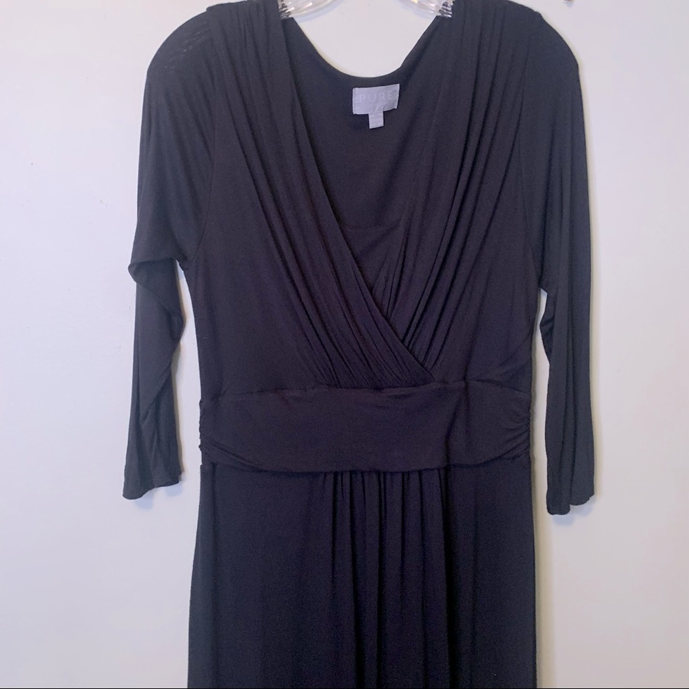 PURE COLLECTION Black Jersey Faux Wrap Midi Dress - Picture 2 of 16